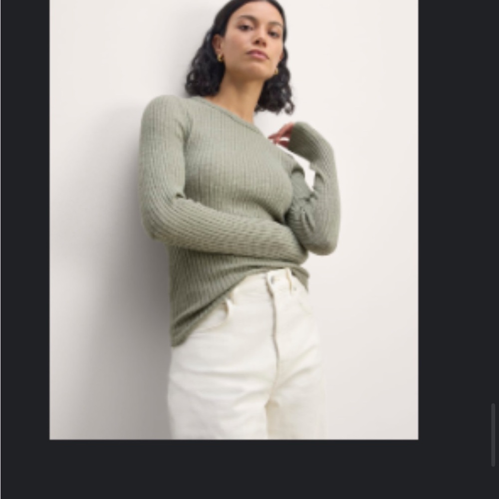 Everlane The Cozy-Rib Long-Sleeve Tee - Sage Green XS